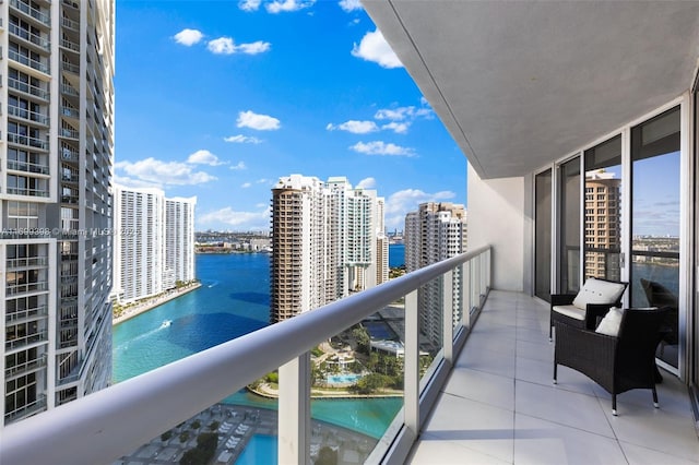 balcony with a water view