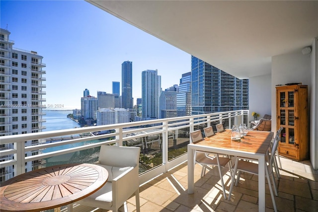 balcony with a water view