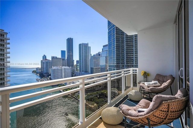 balcony with a water view