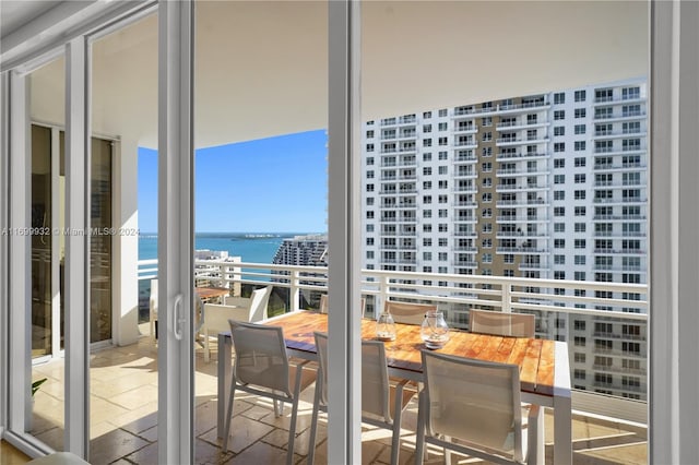 balcony with a water view