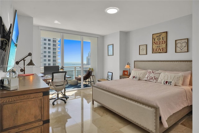 bedroom with expansive windows