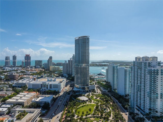 view of city with a water view