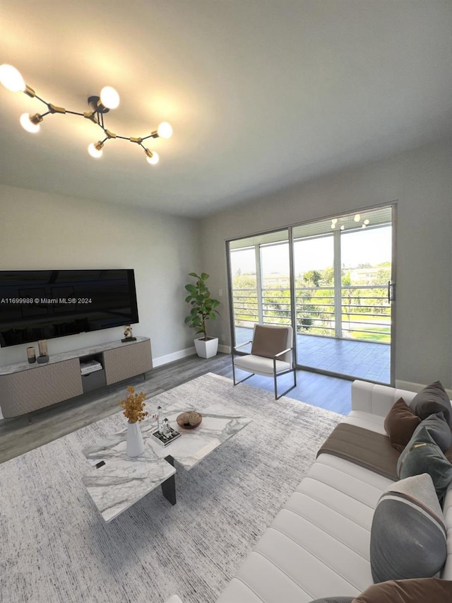 living room with hardwood / wood-style flooring