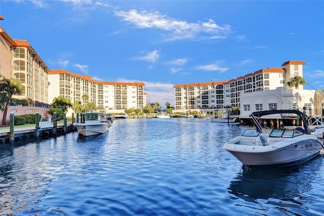 water view featuring a boat dock