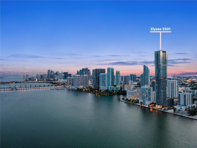 property view of water featuring a view of city