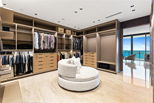 spacious closet with visible vents