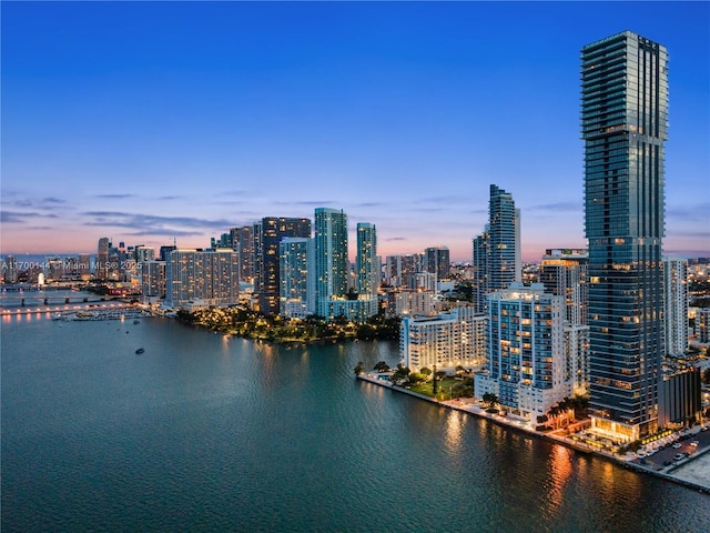 property's view of city with a water view