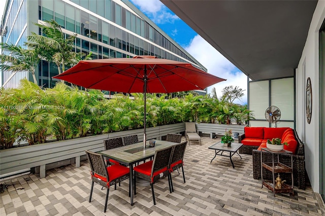 view of patio with an outdoor hangout area