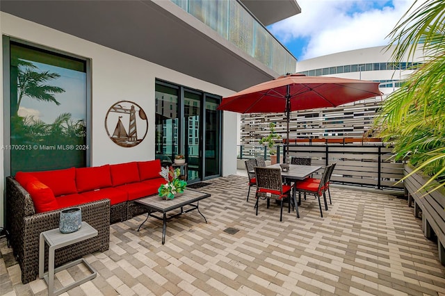 view of patio featuring an outdoor hangout area