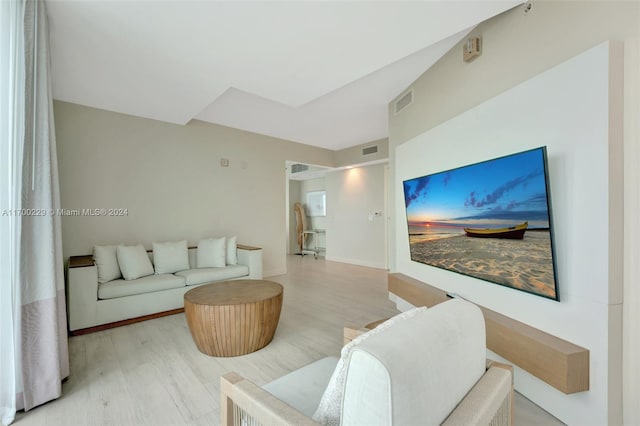 living room with light wood-type flooring