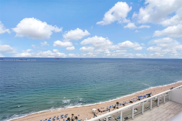 property view of water featuring a view of the beach