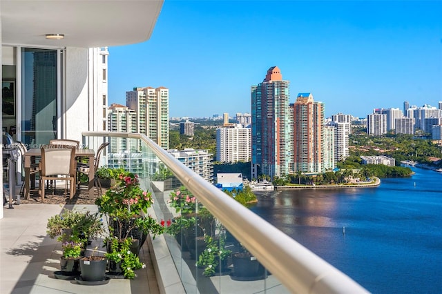 balcony with a water view