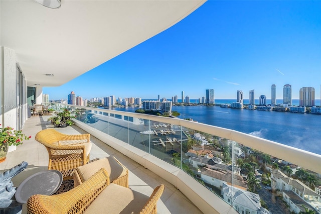 balcony with a water view