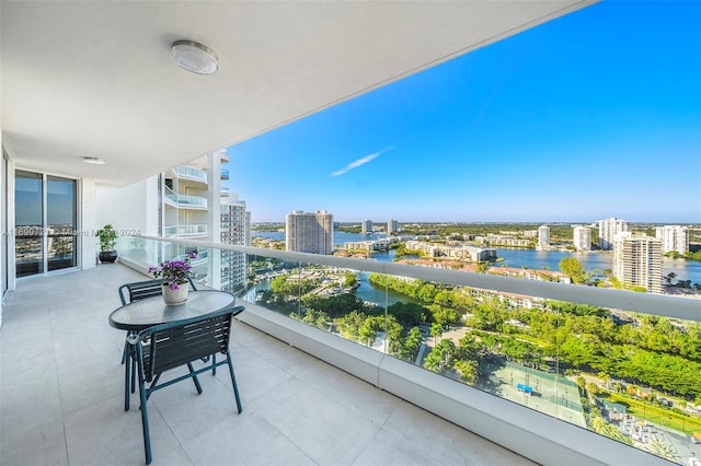 balcony with a water view