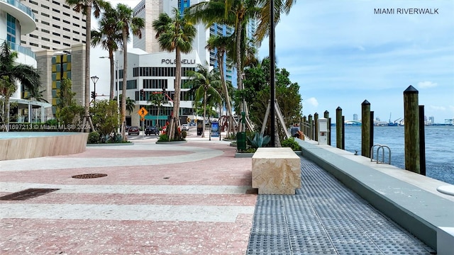 view of property's community with a water view