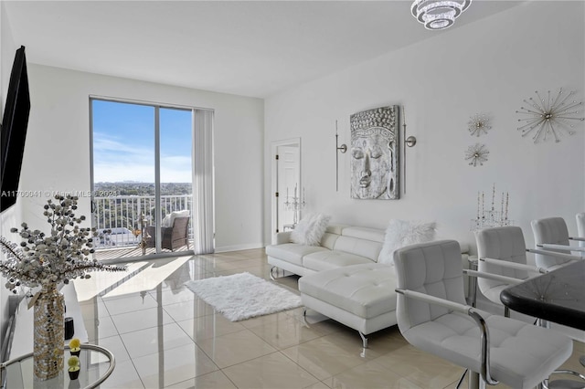 view of tiled living room