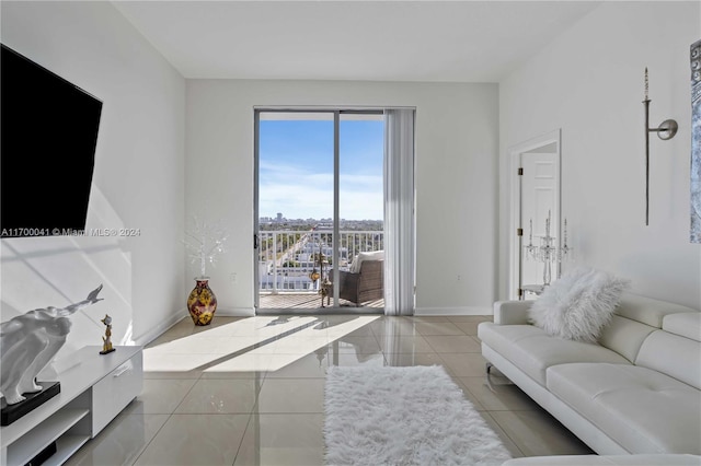 view of tiled living room