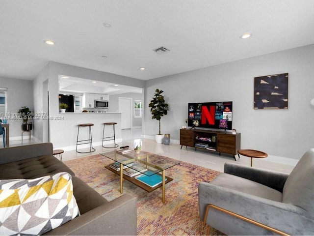 view of tiled living room