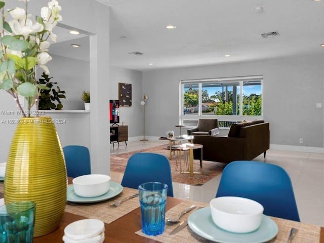 interior space featuring light tile patterned floors