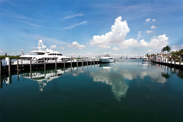 view of dock featuring a water view