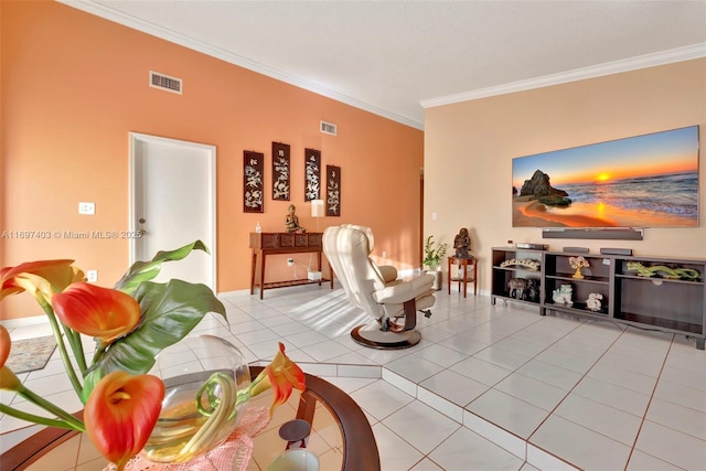 699 NW 134th Pl, Miami, FL 33182 - tiled living area featuring visible vents and ornamental molding