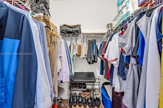 walk in closet featuring hardwood / wood-style floors