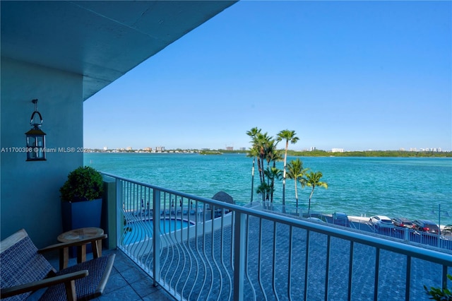 balcony with a water view