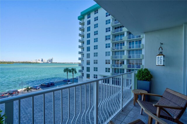 balcony with a water view