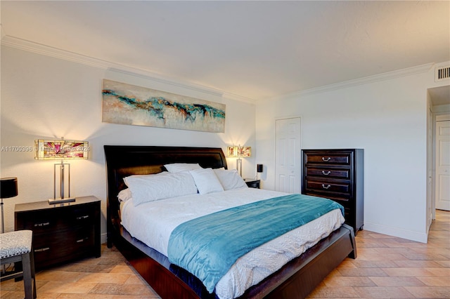 bedroom featuring ornamental molding