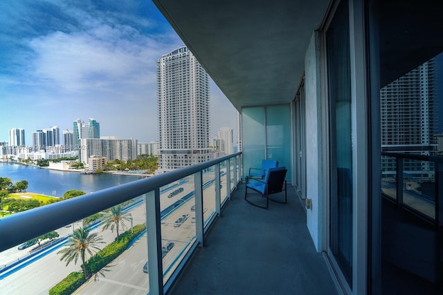 balcony with a water view