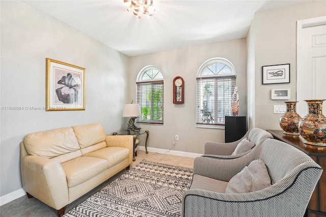 view of tiled living room