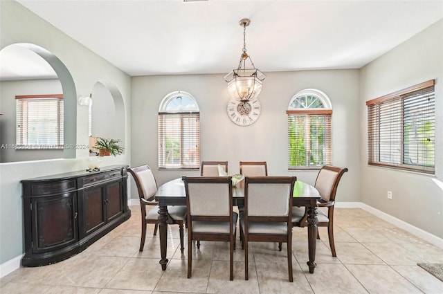 dining room with light tile patterned floors