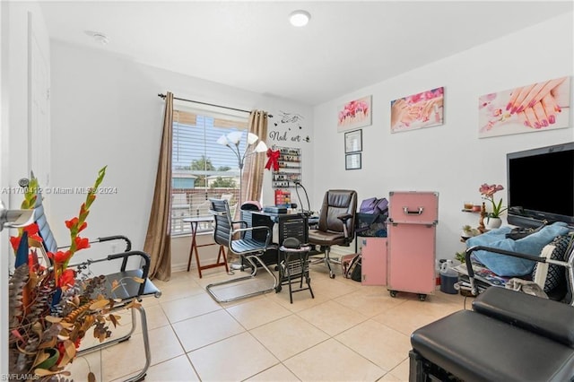 view of tiled home office