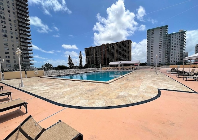 view of pool featuring a patio area