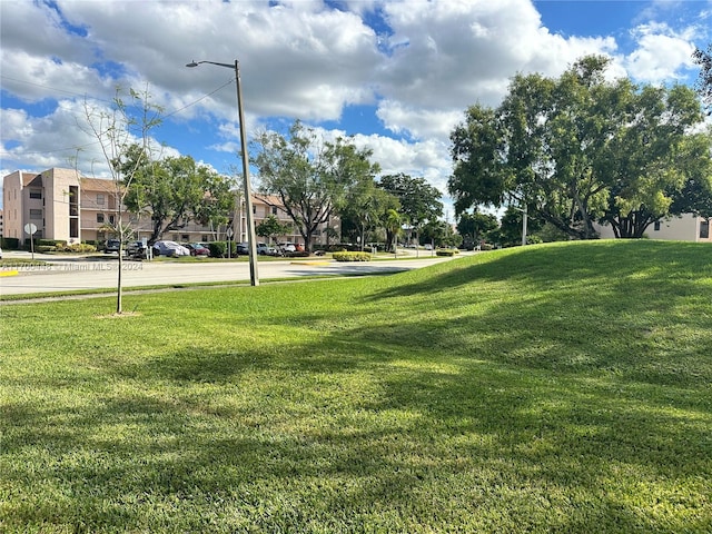 view of property's community featuring a yard