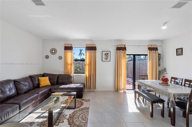 view of tiled living room