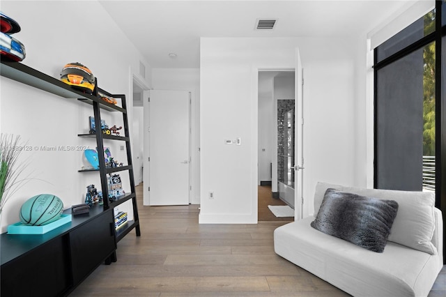 sitting room featuring wood-type flooring