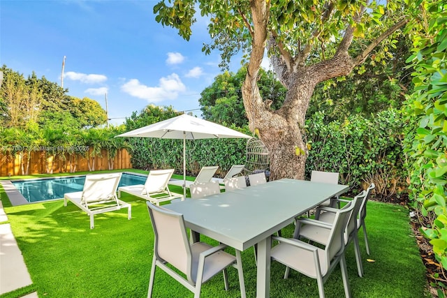 view of patio / terrace featuring a fenced in pool