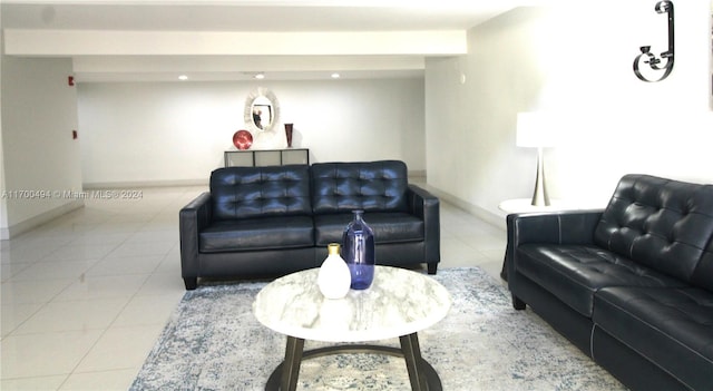view of tiled living room