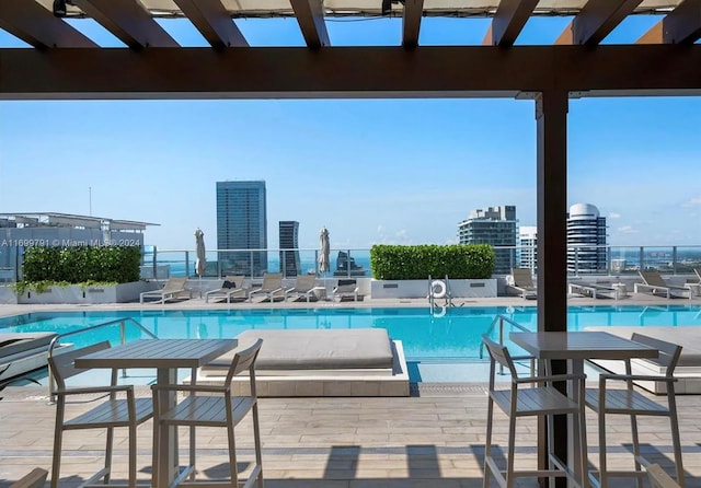 view of pool featuring a patio area