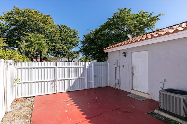 view of patio featuring central AC unit