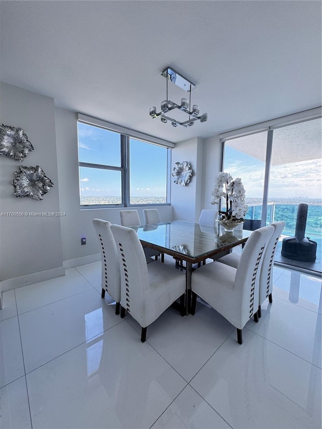 tiled dining area featuring a healthy amount of sunlight