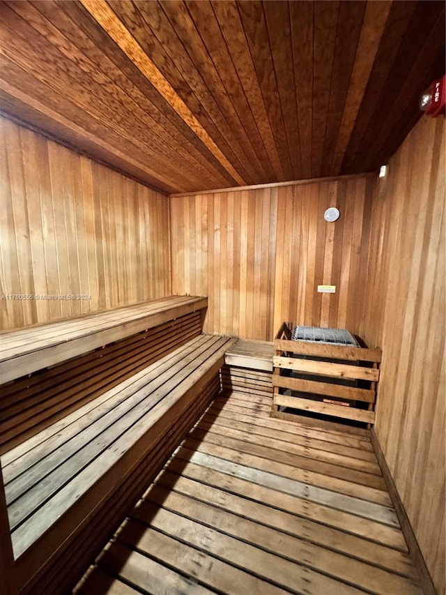 view of sauna featuring wood-type flooring