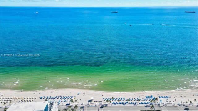 property view of water featuring a beach view