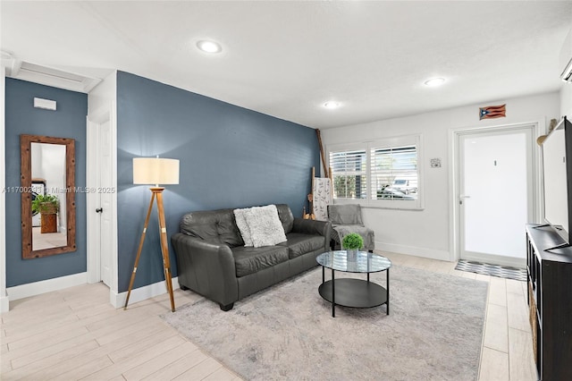 living room featuring light hardwood / wood-style flooring