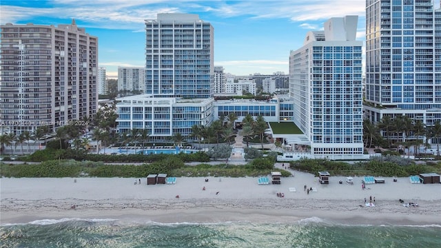 exterior space with a view of the beach and a water view