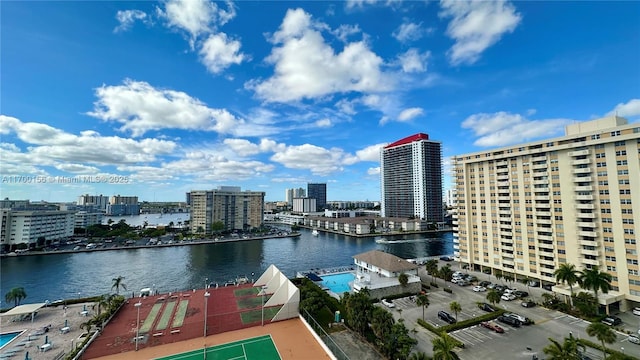 water view with a city view