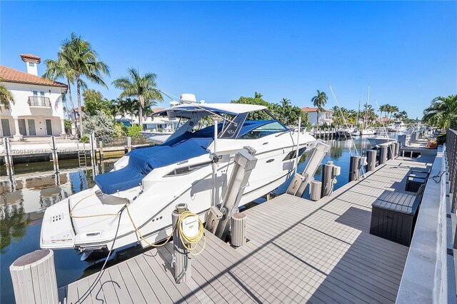 dock area featuring a water view