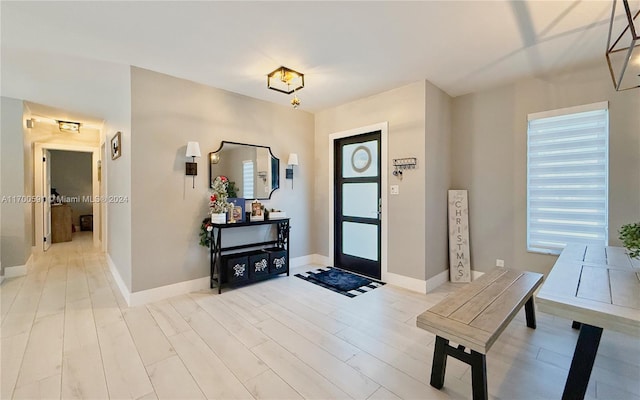 entryway with light hardwood / wood-style flooring