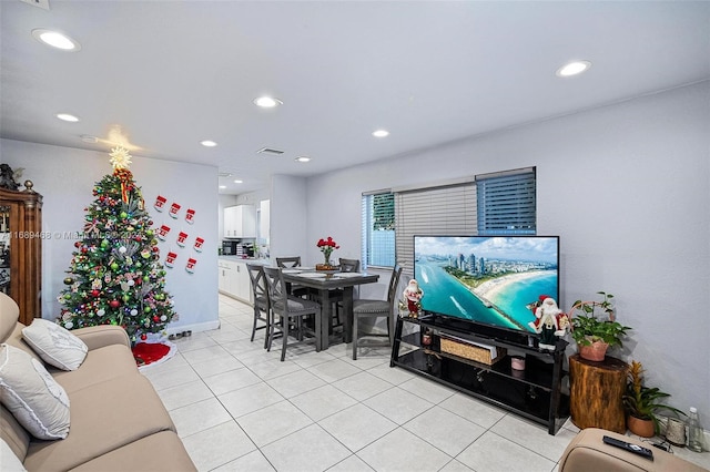 view of tiled living room